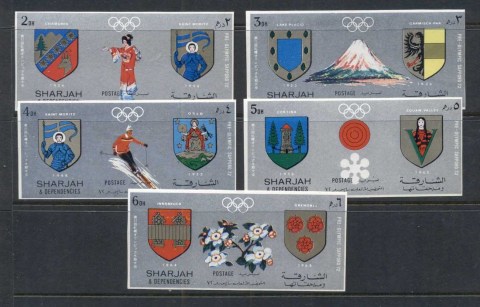 Sharjah-1971-Mi825-829B-Winter-Olympics-Sapporo-IMPERF-MUH