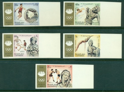 Sharjah-1971-Mi844-848-Summer-Olympics-Munich-5-10IMPERF-MLH