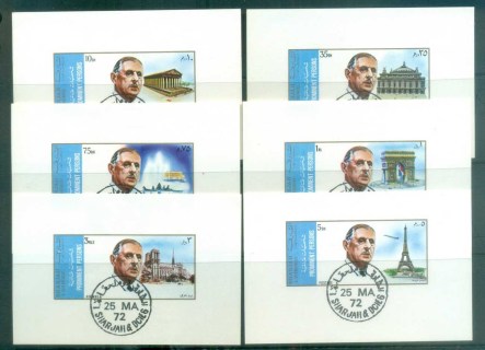 Sharjah-1972-Charles-de-Gaulle-Sights-of-Paris-IMPERF-CTO-lot77270