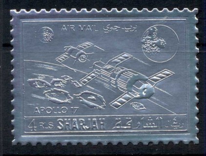 Sharjah-1972-Mi1059A-Apollo-17-Silver-Foil-Embossed-MUH