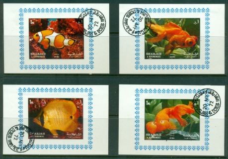 Sharjah-1972-Mi1200-1203-Fish-II-4xDLMD-CTO