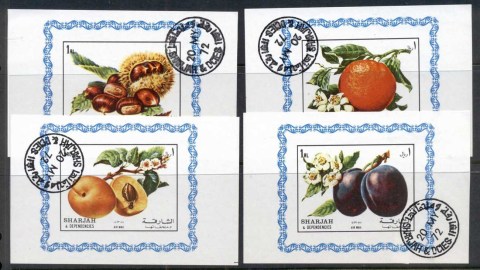 Sharjah-1972-Mi1220-1223-Fruits-4x-Deluxe-MS-CTO