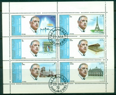 Sharjah-1972-Mi875-880-Charles-De-Gaulle