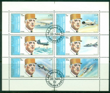 Sharjah-1972-Mi882-887-Charles-De-Gaulle-2