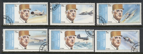 Sharjah-1972-Mi882-887-Charles-de-Gaulle