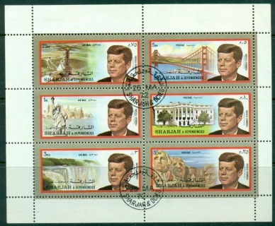 Sharjah-1972-Mi889-894-JFK-Kennedy-sheetlet-CTO