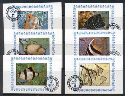 Sharjah-1972-Mi1194-99-Fish-I-6x-Deluxe-MS-CTO