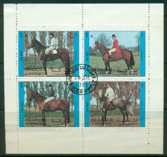 Sharjah-1972-Mi1296-1299-Horses-sheetlet-CTO