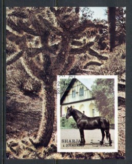 Sharjah-1972-MiMS116-Horses-MS-IMPERF-CTO