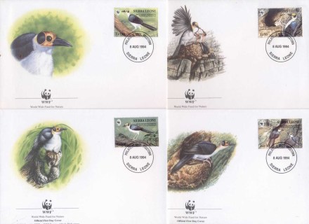 Sierra-Leone-1994 WWF White Necked Picarthes , bird FDC