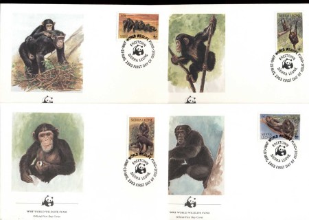 Sierra-Leone-1983 WWF Chimpanzee 4xFDC