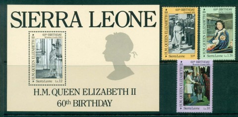 Sierra-Leone-1986 QEII 60th Birthday + MS