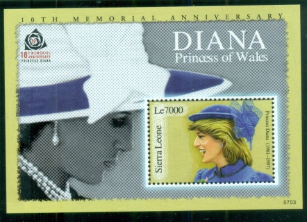 Sierra-Leone-2007 Princess Diana in Memoriam, 10th Anniv., A Beautiful Princess MS