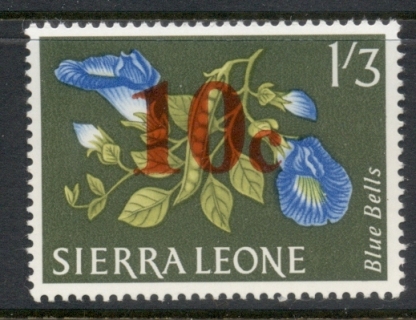 Sierra-Leone-1964-Flowers-Surch-10c-on-1-3d-MUH