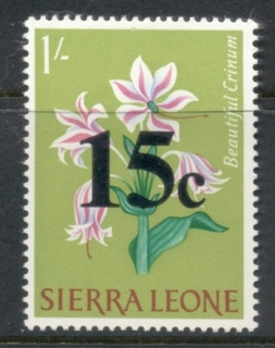 Sierra-Leone-1965-Flowers-Surch-15c-on-1-MUH