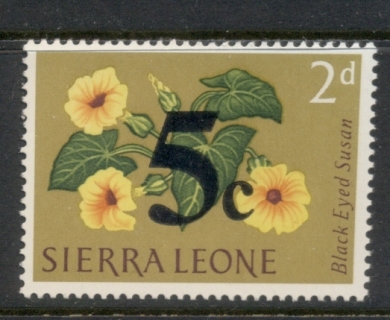 Sierra-Leone-1965-Flowers-Surch-5c-on-2d-MUH