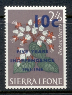 Sierra-Leone-1966-Flowers-Independence-Surch-10c-on-2-6d-MUH