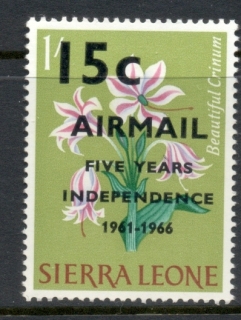 Sierra-Leone-1966-Flowers-Independence-Surch-15c-on-1-MUH