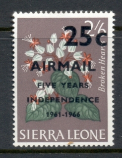 Sierra-Leone-1966-Flowers-Independence-Surch-25c-on-2-6d-MUH