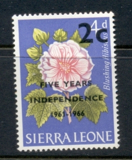 Sierra-Leone-1966-Flowers-Independence-Surch-2c-on-4d-MUH