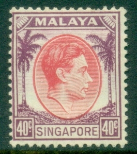 Singapore-1948-KGVI-Portrait-40c-dark-violet-rose-red-MLH