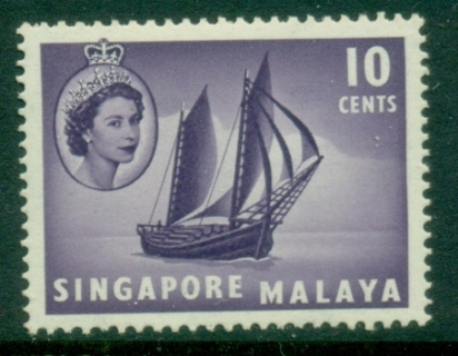 Singapore-1955-QEII-Pictorial-Ship-10c-Timber-Tongkong-MLH