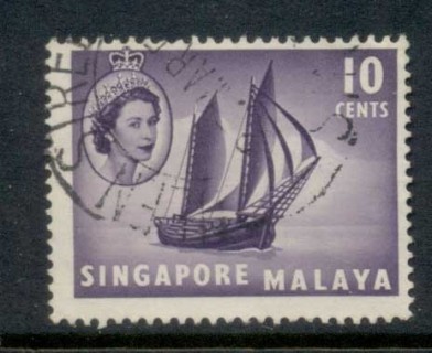 Singapore-1955-QEII-Pictorials-Ships-10c-FU