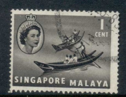 Singapore-1955-QEII-Pictorials-Ships-1c-FU