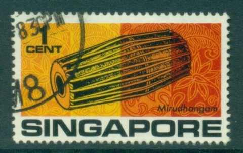 Singapore-1969-Musical-Instruments-1c-South-Indian-Drum-FU