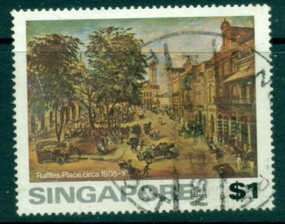 Singapore-1976-Paintings-of-Old-Singapore-1-Raffles-Place-FU