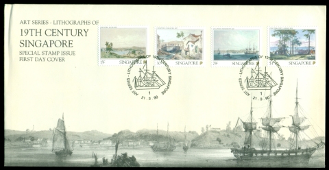 Singapore-1990-Lithographs-of-19th-Century-Singapore-FDc