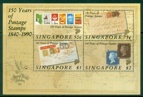 Singapore-1990-Postage-Stamps-150th-Anniversary-MS-MLH