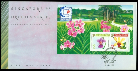 Singapore-1991-Flowers-Orchids-Singapore-95-MS-FDC