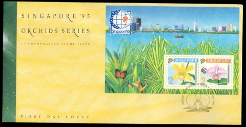 Singapore-1992-Flowers-Orchids-Singapore-95-MS-FDC