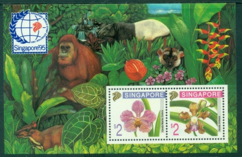Singapore-1995-Flowers-Orangutang-MS-MUH