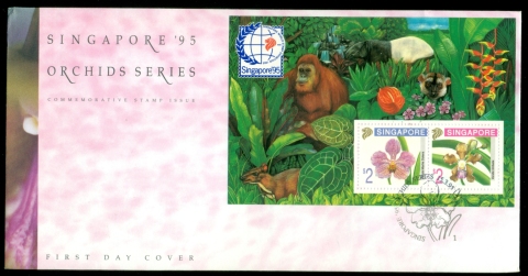 Singapore-1995-Flowers-Orchids-Singapore-95-MS-FDC