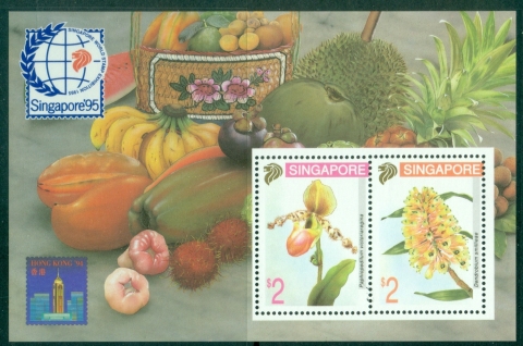Singapore-1995-Flowers-Singapore-95-Fruit-MS