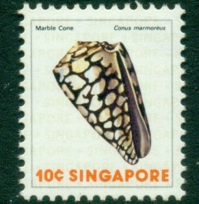 Singapore-1977-Shells-10c-Marble-Cone-MLH