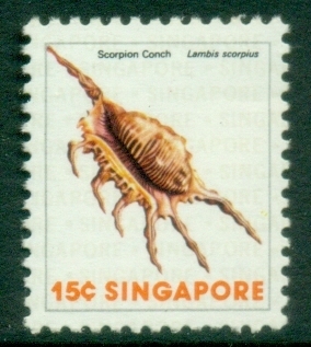 Singapore-1977-Shells-15c-Scorpion-Conch-MLH