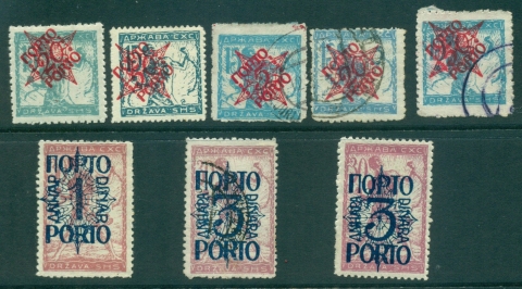 Slovenia-1920-Postage-Dues-Opts-Asst8-MLH-FU-lot40326