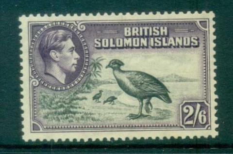 Solomon-Is-1939-51-2-6d-Scrub-Fowl-suntanned-gum-MLH-lot80698