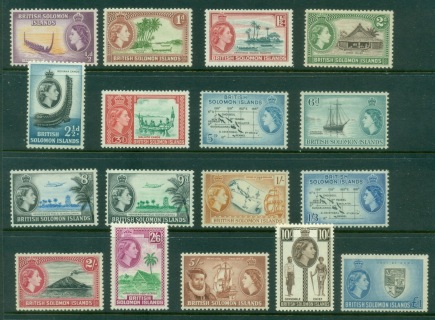 Solomon-Is-1956-60-QEII-Pictorials-Wmk-Multi-Crown-CA-MUH