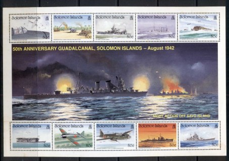 Solomon-Is-1992-Battle-of-Guadalcanal-sheetlet-tone-spots-MUH