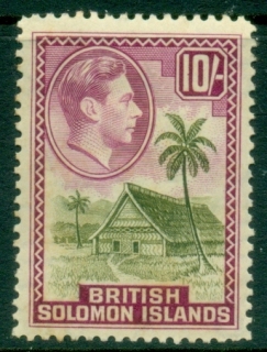 Solomon-Is-1939-51-KGVI-Pictorial-10sh-Meeting-House-Reef-Islands-MLH