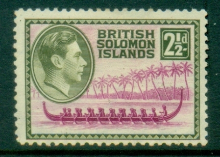 Solomon-Is-1939-51-KGVI-Pictorial-2½d-Roviana-War-Canoe-MLH