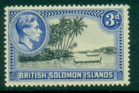 Solomon-Is-1939-51-KGVI-Pictorial-3d-View-of-Munda-Point-Perf-13½-MLH