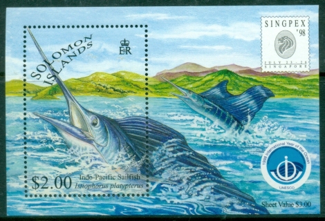 Solomon-Is-1998-International-Stamp-Exhibition-SINGPEX-98-Billfish-MS-MUH