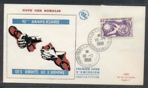 Somali Coast 1958 Human Rights FDC