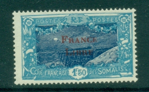 Somali Coast 1943 Pictorial, Opt France Libre, Railroad Bridge 1.50f