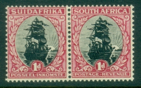 South-Africa-1930-45-1d-Jan-Van-Riebeek-Ship-pair-MLH